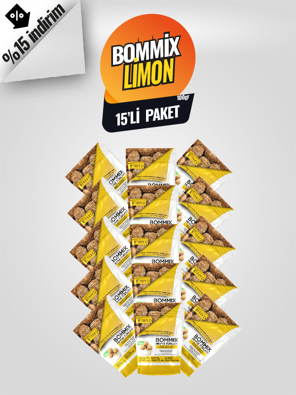 Bommix Limonlu & Yulaflı Fındık Kaplamalı Meyve Topları 100 Gram - 15'li Paket